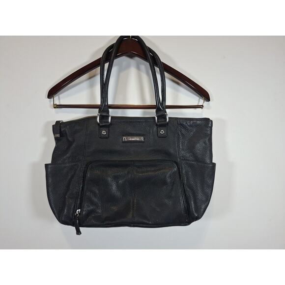 Calvin Klein Black Leather Shoulder Hand Bag Designer Medium 11×17 - Picture 1 of 8
